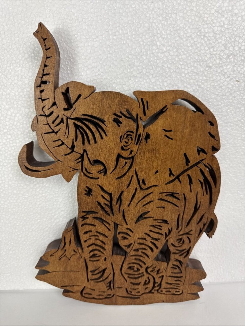 Wood Elephant Wall Hanging - safari lodge decor rustic wildlife zoo folk art